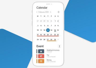 Calendar App adobexd android calendar calendar app calendar ui concept design ios ui