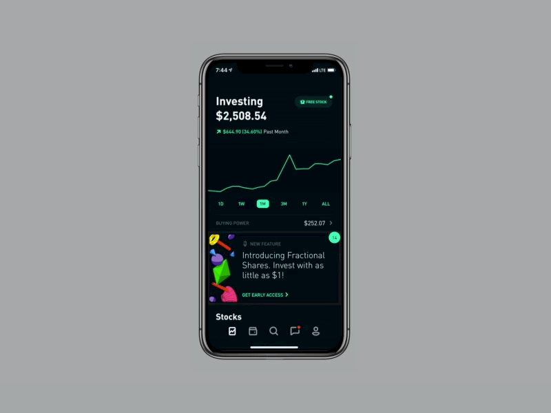 Robinhood App Interaction animation app interaction design ui ui design