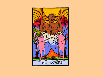 the lovers 2pac illustration procreate tarot card the lovers valentines