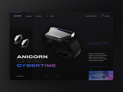 Neumorphic Anicorn Watches desktop app - dark mode dark ui darkapp neumorphic neumorphism skeumorphic skeuomorphism ui ux watch watches