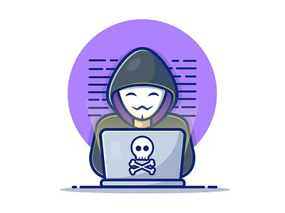 Happy Hacker 🤗💻☠ character cute hacker hacking icon illustration internet laptop logo security technology vector