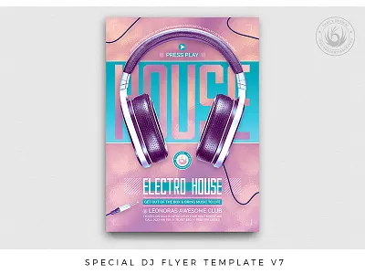 Special Dj Flyer Template V7 club club night concert deejay design dj electronic electronics feminine flyer headphones holographic music nightclub party pink poster print psd template