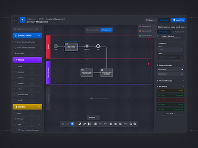 BPMN Play - Streamline Business Processes bpmn business processes dark mode playground ui uidesign uiux design website