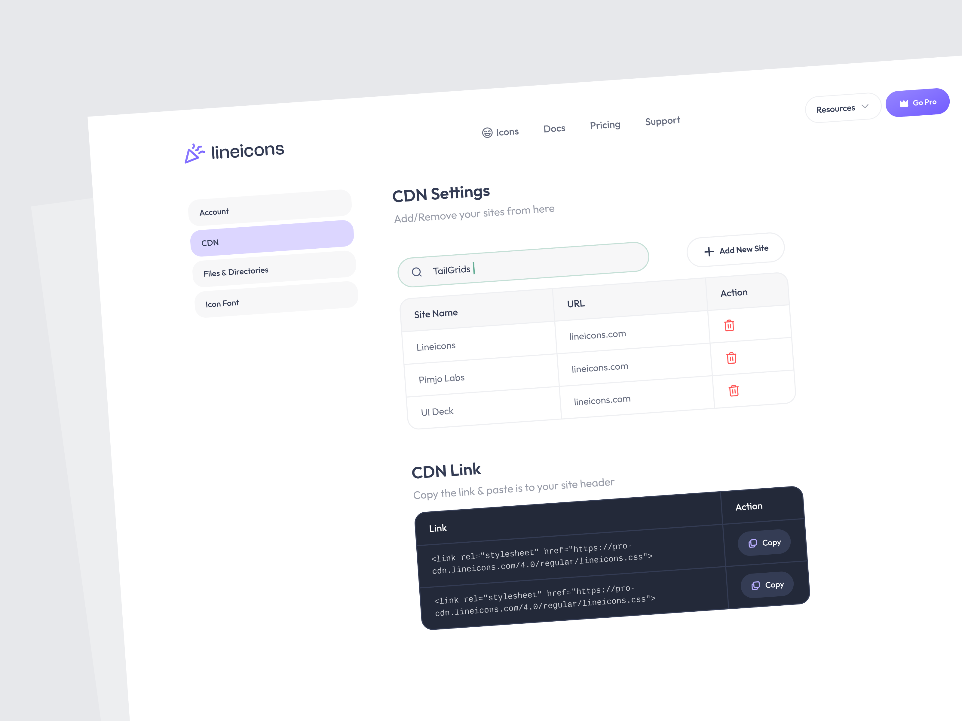CDN Settings branding cdn code design flat graphic design icon font icons lineicons minimal settings table trend ui ux uxmushfq webdesign