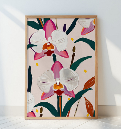 Pink Orchids bloom graphic design