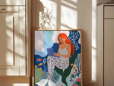 Work From Home fishes graphic design