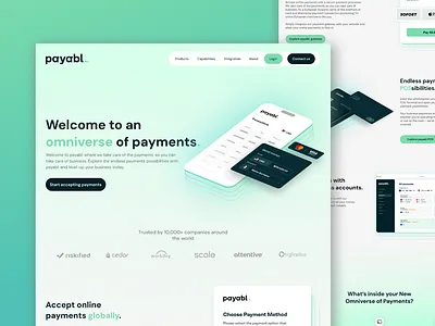 Payabl. app banking creditcard fintech green landingpage minimal saas webdesign