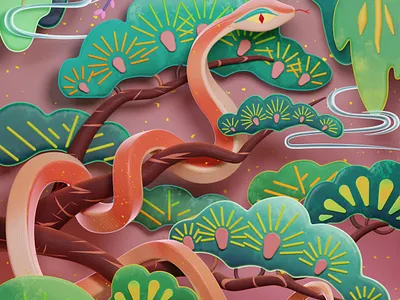 瑞蛇迎春 Happy Year of the Snake! 3d 3d art animals blender cartoon character china chinesenewyear cny creature design digitalart diorama illustration modeling render snake springfestival ui yearofthesnake