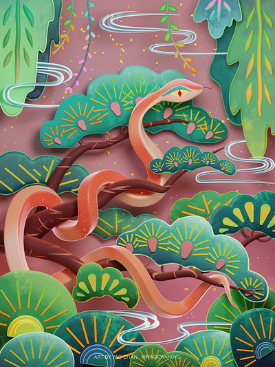 瑞蛇迎春 Happy Year of the Snake! 3d 3d art animals blender cartoon character china chinesenewyear cny creature design digitalart diorama illustration modeling render snake springfestival ui yearofthesnake