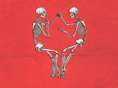 Happy valentines! creepy death gritty heart love red skeletons skull textured