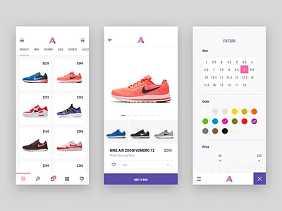 Nike Shop App UI adidas amazon app branding clean dailyui design ecommerce figma free iphone nike nike air popular recent shoe shop typography ui user interface ux