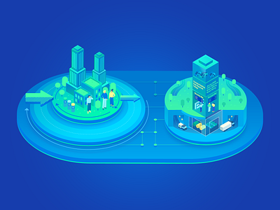 Envac ReFlow illustration isometric recycle recycling reuse smart smartcity smartsystem vector waste