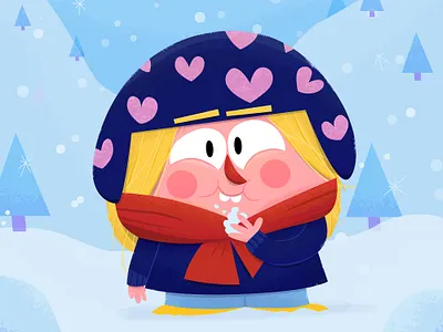 Toddler Girl Eating Snow adobeillustrator cartoon character characterdesign children illustration illustrator kidlitart photoshop snow toddler vector winter