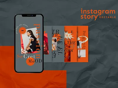 Orange brutalist instagram stories template art blog branding brutalist design grey instagram instagram banner instagram post instagram story instagram story template instagram template posts orange portfolio simple social media social media pack social media templates stories story