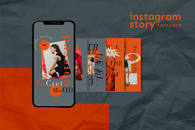 Orange brutalist instagram stories template art blog branding brutalist design grey instagram instagram banner instagram post instagram story instagram story template instagram template posts orange portfolio simple social media social media pack social media templates stories story