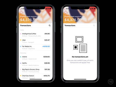 Card transactions app banking card empty state interface ios list mobile sketch transactions ui ux wallet