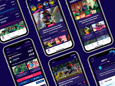 Women's T20 Cricket World Cup - App app appdesign branding creative design ios iphone landing page match centre mobile sport sports sports design ui ui ux ux world cup