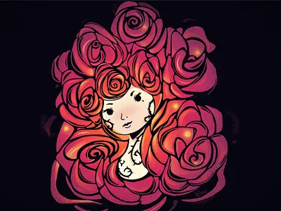 Lady Rose character design design fire flowers illustration illustration art illustrator nature rose texture vector artwork