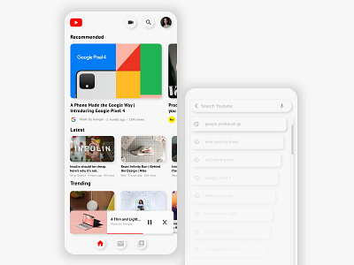 Youtube Redesigned | Neumorphism app clean design google gradient ios minimalistic neumorphic neumorphism scroll shadow simplistic streaming ui ux video videoplayer youtube