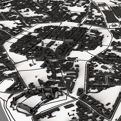 Krakow 3d 3d design black and white cartography cinema 4d dem earth design graphic greyscale illustration map design maps minimal minimalism spacelaser