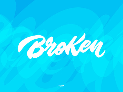Broken blue calligraphy design instagram lettering typography vector