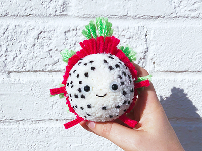 Dragonfruit Pom dragonfruit fruit handmade pom pom smile the100dayproject yarn