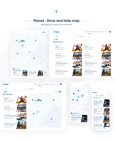 Places, decathlon community app app design interaction design ui ux ui design