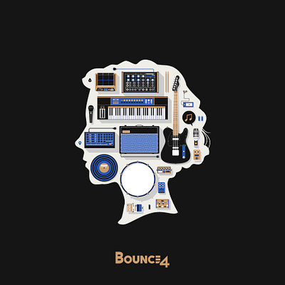 Bounce4 blue design digital editorial icon illustration music people vector woman