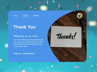 DailyUI 077 - Thank You daily 100 challenge dailyui dailyui077 hotel app thank you thankyou webdesign