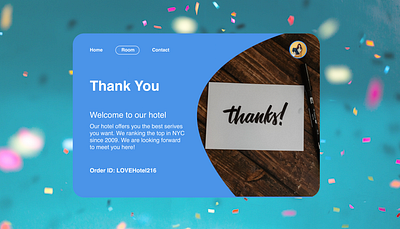 DailyUI 077 - Thank You daily 100 challenge dailyui dailyui077 hotel app thank you thankyou webdesign