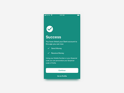 Bank Account Linking Successful account linking badge bank bank account bank account linking bank app banking banking app design ios ios app design receive receive money send money success success message uidesign