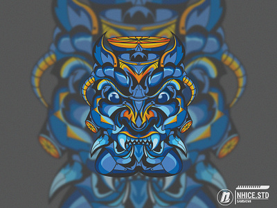 Blue Monster Illustration part 2 apparel apparel design apparel graphics branding clothing design geometric head illustration sticker t shirtdesign