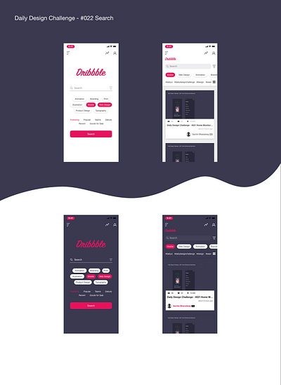 Daily Design Challenge - #022 Search dailyui dribbble ios app design minimalistic mobile app design mobile ui search search bar search results searching