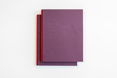 Storie Italiane. Fotogrammi di interni e architetture d'autore binding bodonian book book design catalog cover cover design embossed monograph purple red typography violet