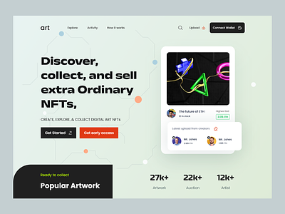 NFT Marketplace Website cryptoart ethereum nft token web design