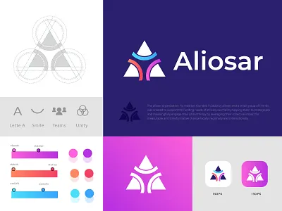 Aliosar logo design abstract brand brand identity branding corporate ecommerce graphic design happy letter logo agency logo design logo designer logo mark organization re design startup symbol technology top logo