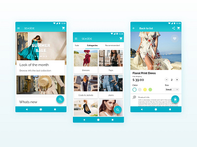 Seaside store mobile app android android app android app design app ecommerce ecommerce app ecommerce design ecommerce shop product card product page seasideapp ui ux