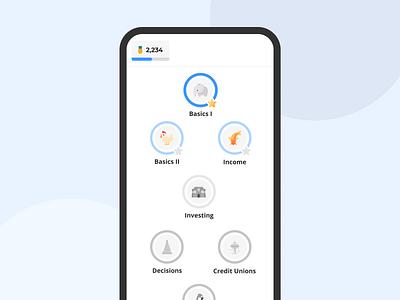 Financial Education App app duolingo education education app finance financial financial app financial education mobile ui