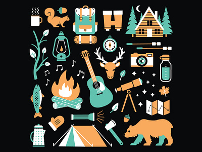 The Great Outdoors adventure bear birdwatching cabin campfire camping compass deer explore fishing guitar hiking moutians music outdoor pine stargazing tent trees