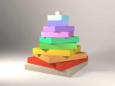 Pyramid constructor 3D rendering blue childhood cinema 4d colorfull constructor green orange pyramids red rendering violet yellow