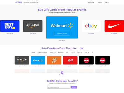 Got XRP | Sell Your Gift Cards for XRP clean concept design ecommerce flat landingpage shop typography ui ux web webdesign website xrp