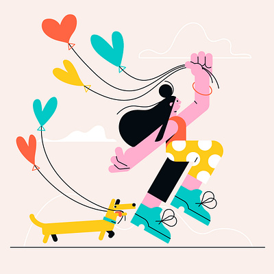 Valentine's Day animation character design illustration playful