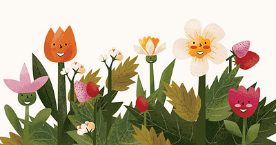 Secrets of plants bloom book character childrens book design flat flower green illustration nature plant