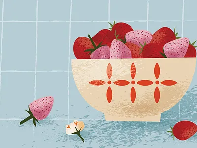 Strawberry berry bloom book childrens book design flat flower green illustration nature vector