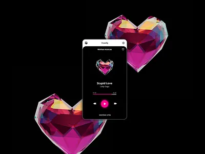 Full Black Dark Mode Music Player 3d black blender dark app dark mode heart lady gaga lyrics music music app music player music player ui