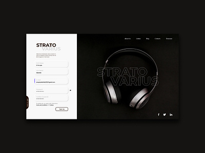 Daily UI #001 - Sign Up app challenge daily design headphone login music sign up ui stratovarius ui ux web website