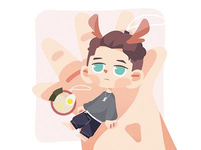 Daily UI #003 - SELF PORTRAIT boy daily 100 challenge dauzoeng deer illustraion illustrator ramen self portrait