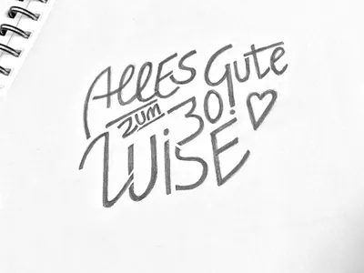 Alles Gute! birthday card handlettering letter lettering pencil sketch type