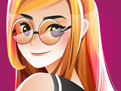 Glasses Girl 2d aesthetic clean debut digitalart girl illustration pink portrait portrait illustration vector illustration vectorart