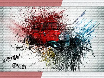 Vintage car affiche compositing design digital art graphic design illustration photoshop poster print psd